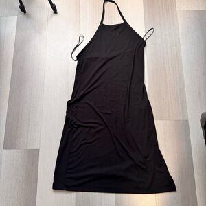 Black Halter Neck Dress with Slit Forever 21 Vintage Y2K Goth